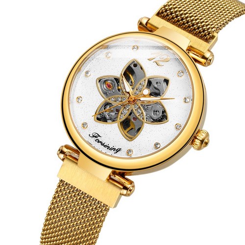 

Женские наручные часы Forsining 1171 Gold-White