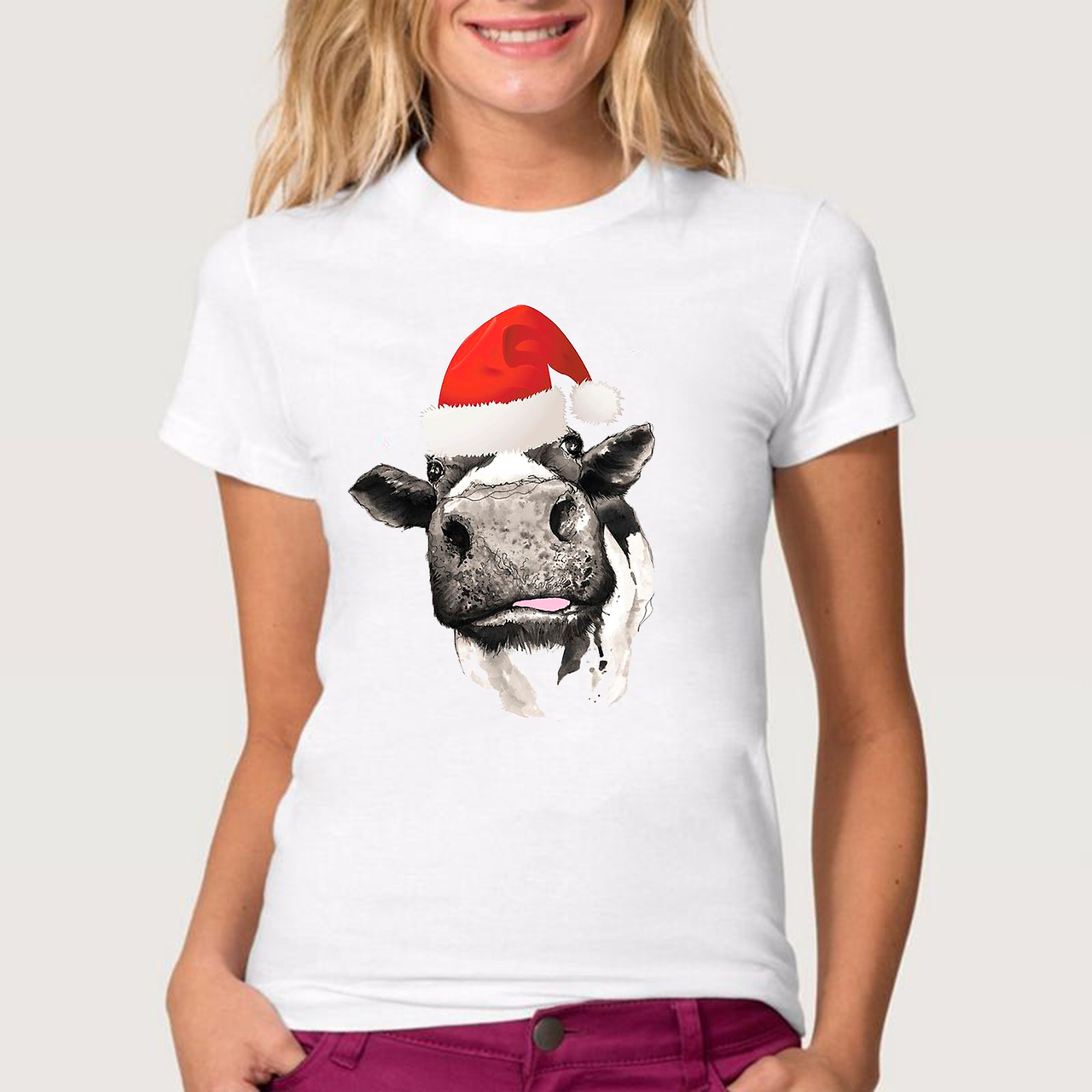 

Футболка женская JHK T-Shirt с принтом "Бык в шапке" M белая