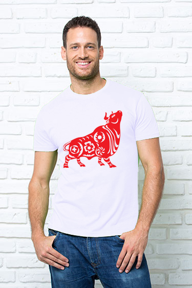 

Футболка мужская JHK T-Shirt с принтом "Красный бык" XXXL белая