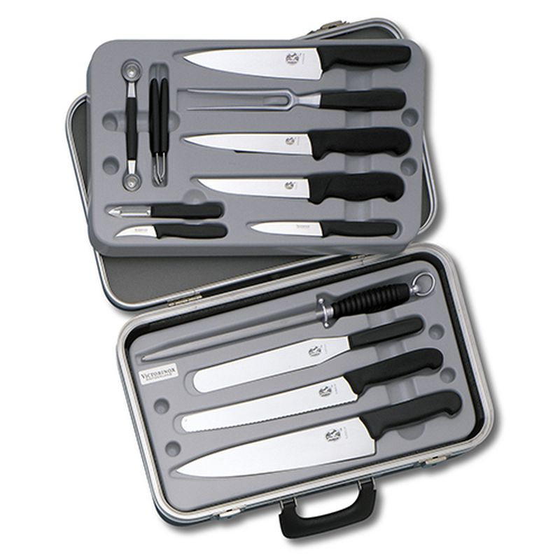 

Кухонный набор Victorinox Fibrox Малый кейс Шеф-повара с чёрной ручкой (14 предм)