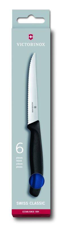 

Кухонный набор Victorinox SwissClassic Steak Gift Set 6 ножей 11см волн. с синей ручкой (67232.6)