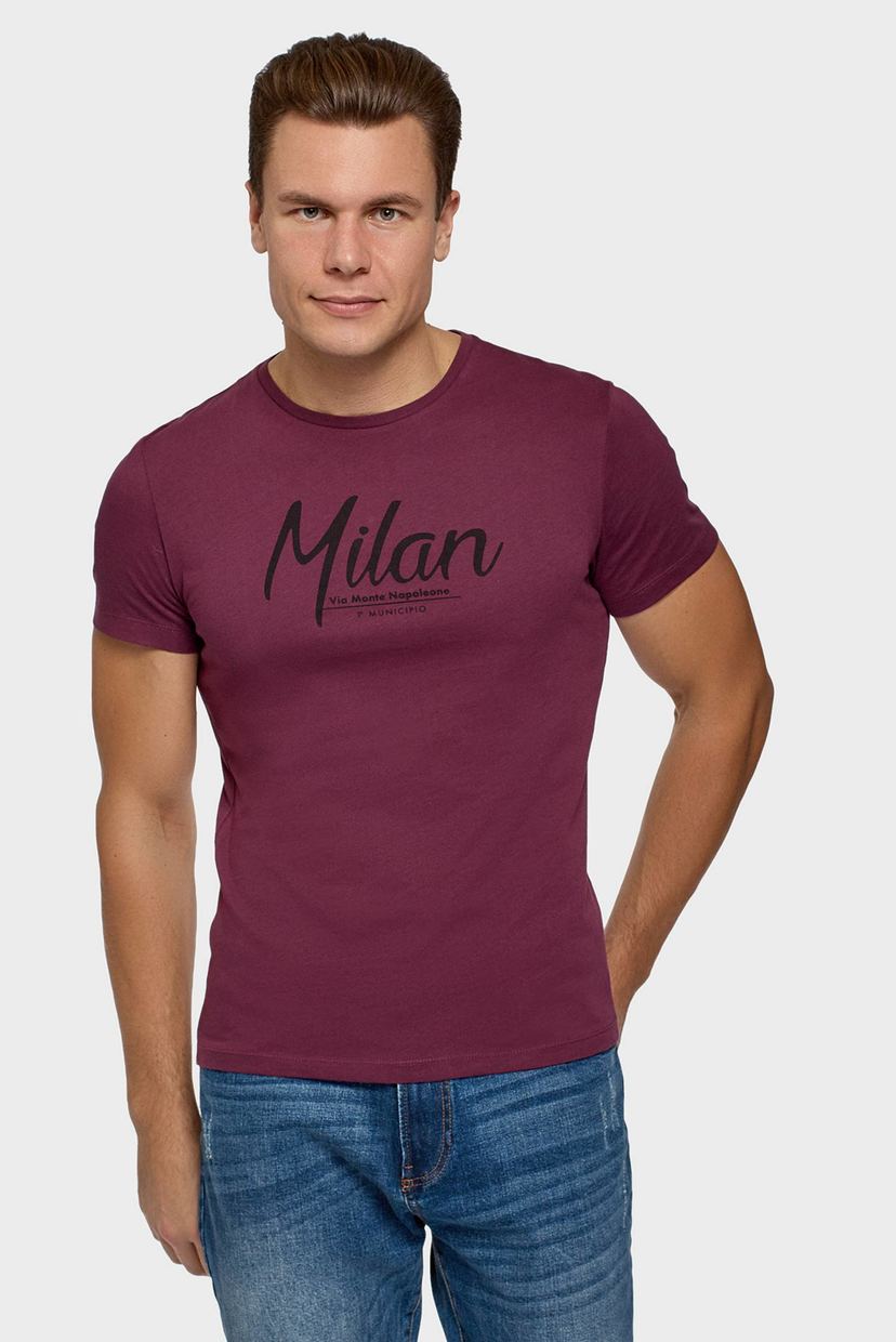 

Мужская бордовая футболка Oodji  5L621002I-62/44135N/4929P, Мужская бордовая футболка Oodji M 5L621002I-62/44135N/4929P