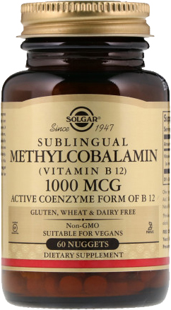 

Витамины Solgar Витамин В12 Метилкобаламин Sublingual Vitamin B12 1000 мкг 60 таблеток (033984019515)