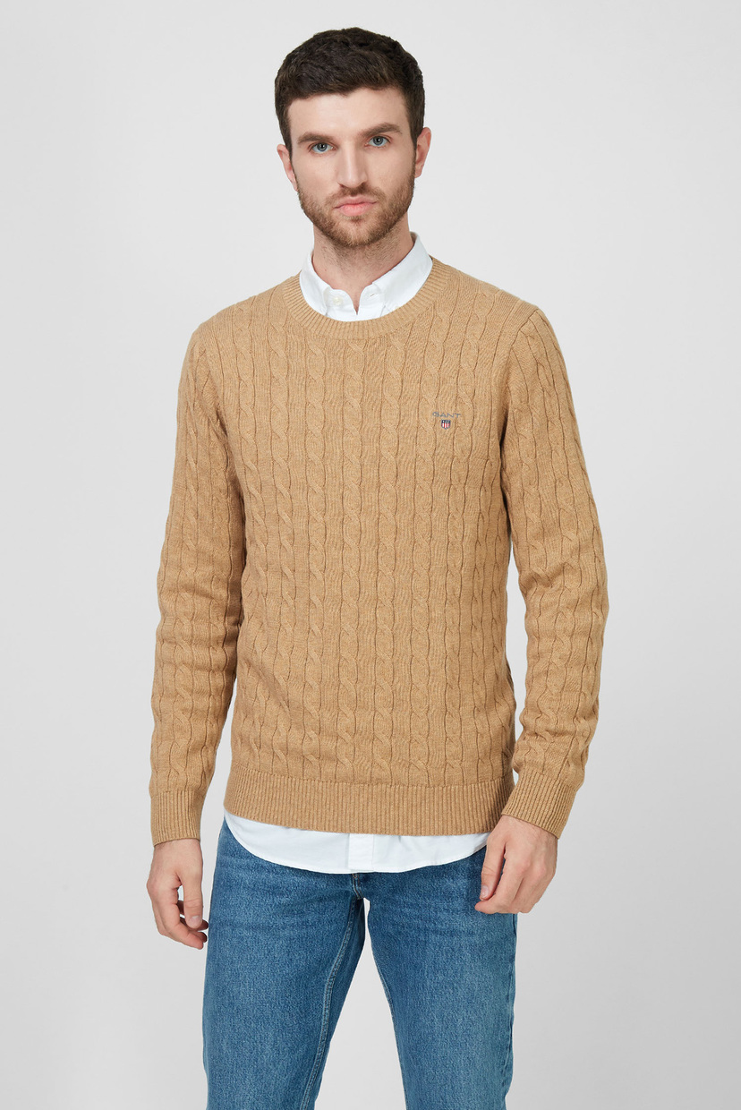 

Мужской бежевый джемпер COTTON CABLE CREW Gant M 8050501