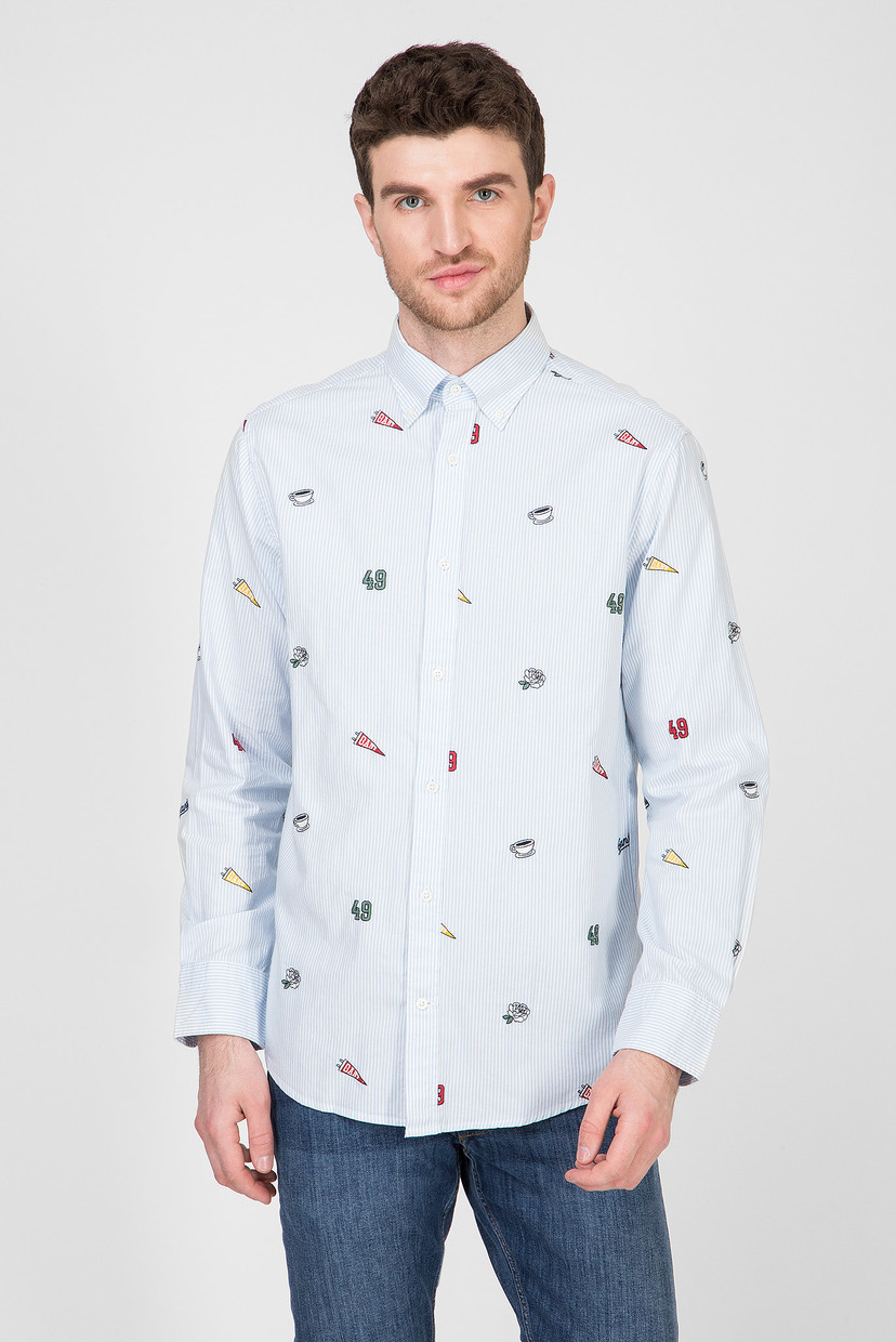 

Мужская голубая рубашка в полоску EMBROIDERED OXF BANKER Gant XL 3026630