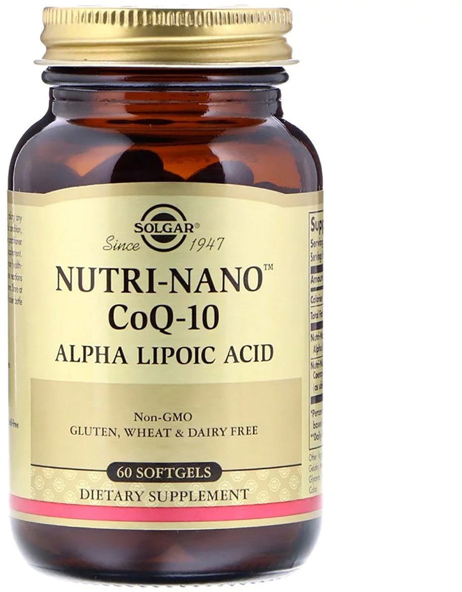 

Натуральная добавка Solgar Nutri-Nano CoQ-10 Alpha Lipoic Acid Коэнзим и альфа-липоевая кислота 60 капсул (033984018235)