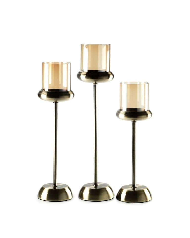 

Комплект подсвечников REMY-DECOR Finland бронзовые со стеклянным абажуром 32см 37см 42см 3шт