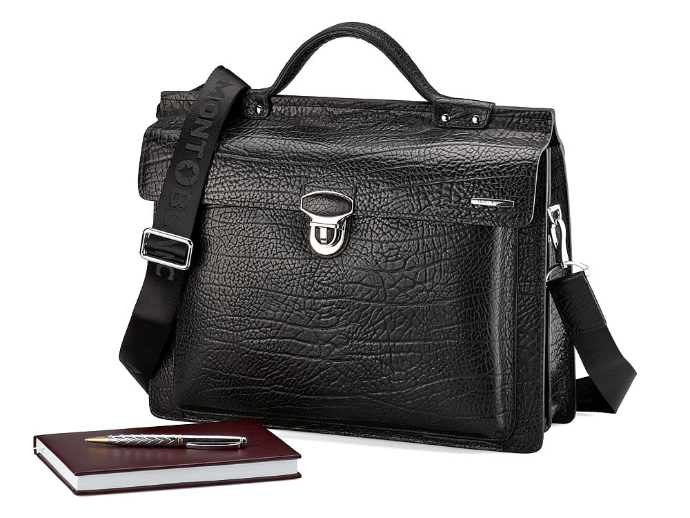 

Кожаный мужской портфель Мont Blanc 8639-5 Black чёрный