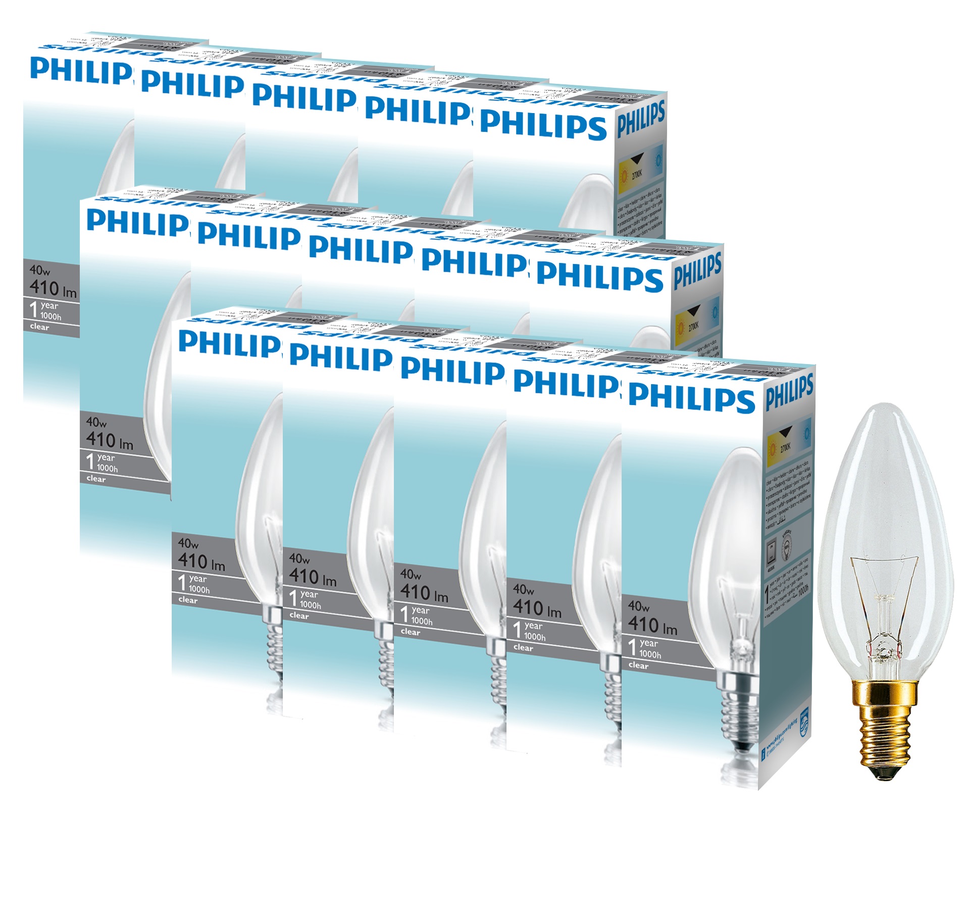 

Лампа накаливания Philips Stan 40W E14 230V B35 CL 1CT/10X10F (926000006897R) 15 шт