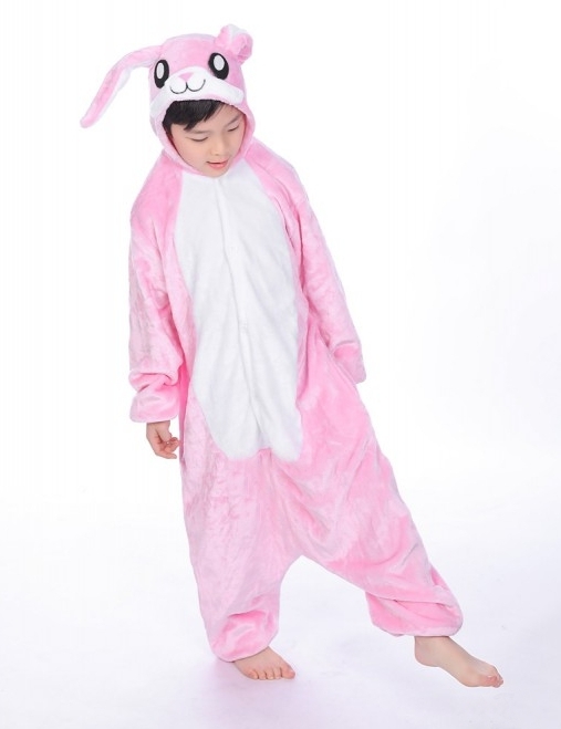 

Пижама кигуруми kigurumi костюм заяц розовый с белым животом на рост 130 Dongwushuiyi