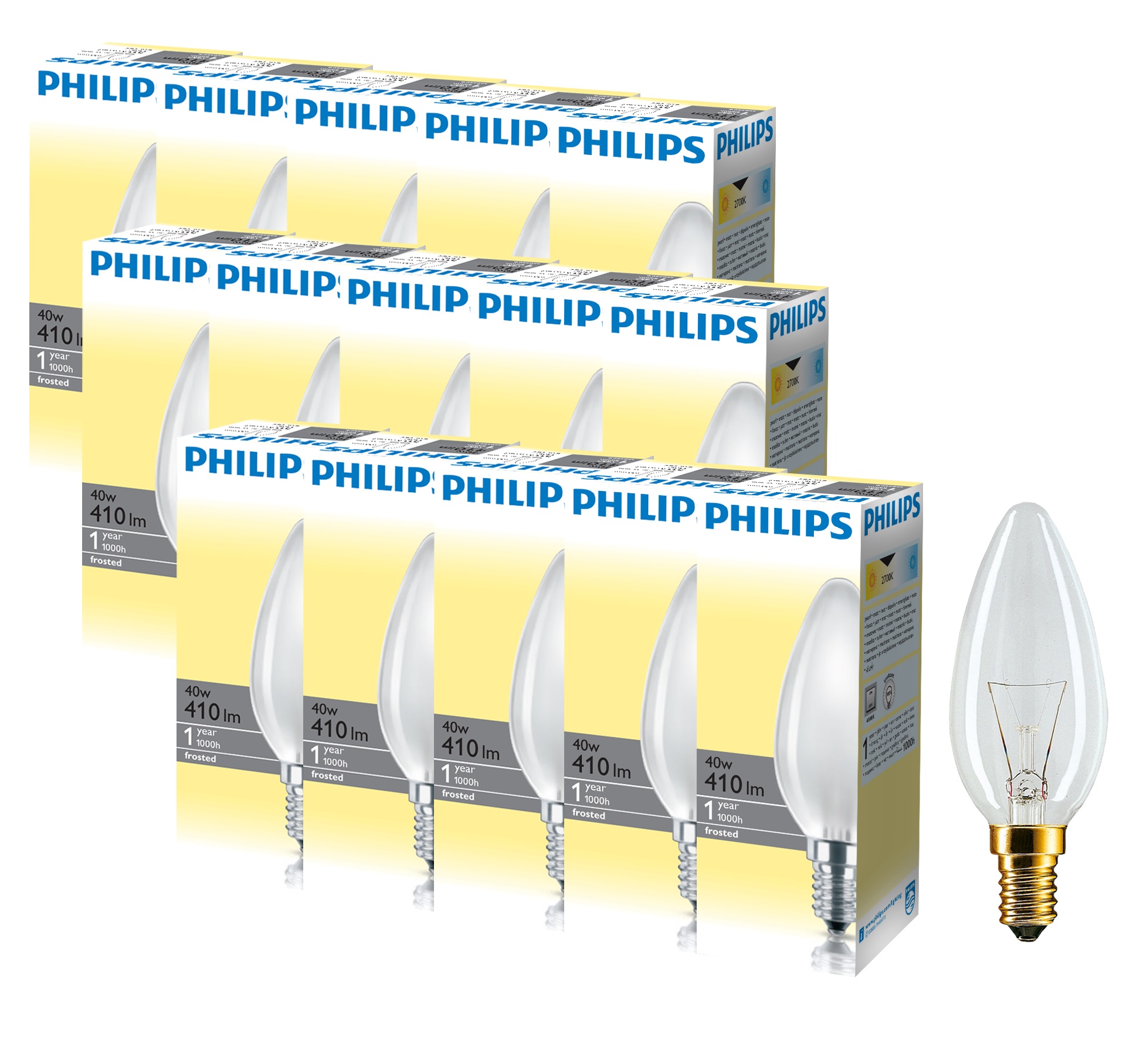 

Лампа накаливания Philips 40W E14 230V B35 FR 1CT/10X10F (926000006933R) 15 шт