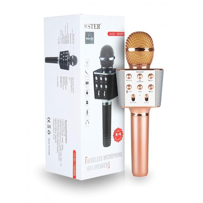 

Беспроводной караоке микрофон WSTER WS-1688 NBZ Bluetooth USB AUX FM Rose Gold