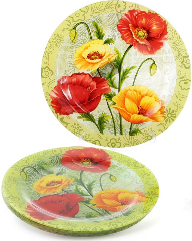 

Набор 6 стеклянных тарелок Маки 30см, подставные тарелки Bona BD-809-255