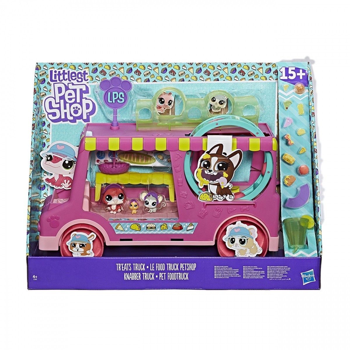 

Фигурки Hasbro LITTLEST PET SHOP FOODTRUCK INCLUYE 3 питомца 34X45X14 см (E1840)