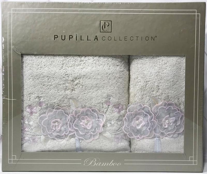 

Набор полотенец Pupilla Roselinda Bambuk лицевое 50х90см и банное 70х140см, молочный Pupilla SA-6111