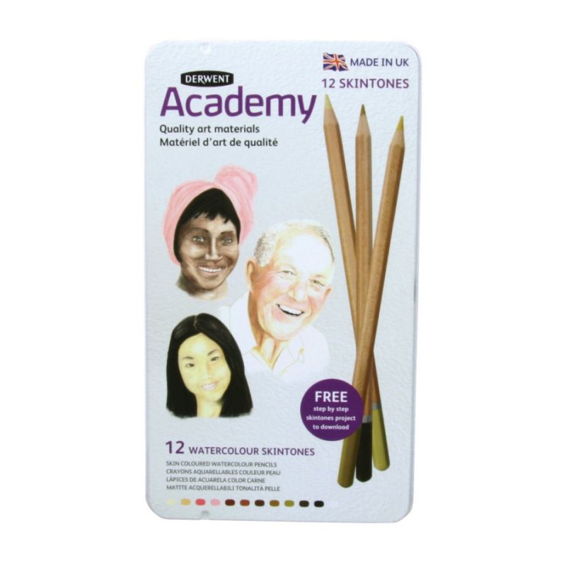 

Набор акварельных карандашей 12цв. Derwent Academy Skintones мет. кор.