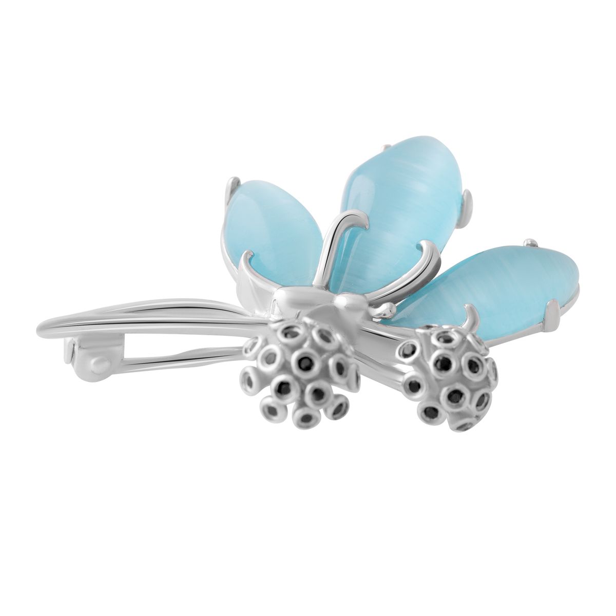 

Серебряная брошка с кошачим глазом