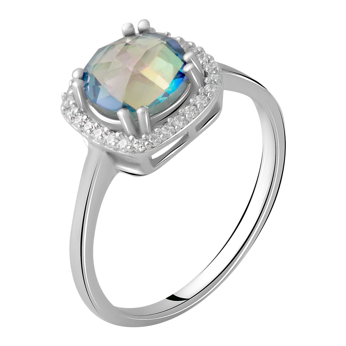

Серебряное кольцо с натуральным мистик топазом 1.933ct 18.5 размер