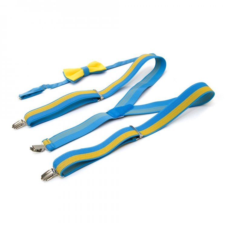 

Набор подтяжки и бабочка Gofin suspenders 6х12 см (180-185х3,5 см) Желто-голубой 000141274