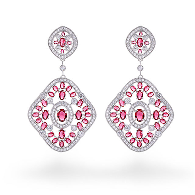 

Серьги Шикарные DiaDemaGrand Серебряный с розовым камнем (02157806-15-14)