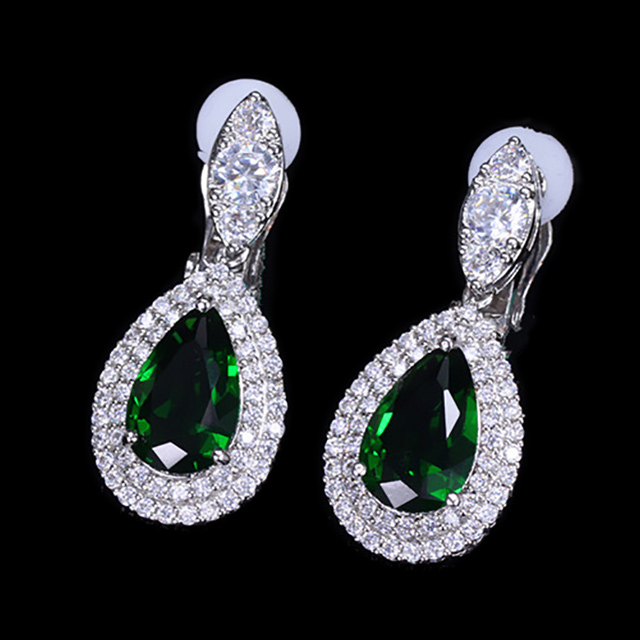 

Серьги-клипсы Кристалл для невесты DiaDemaGrand Серебряный с зеленым камнем (061672-15-7)