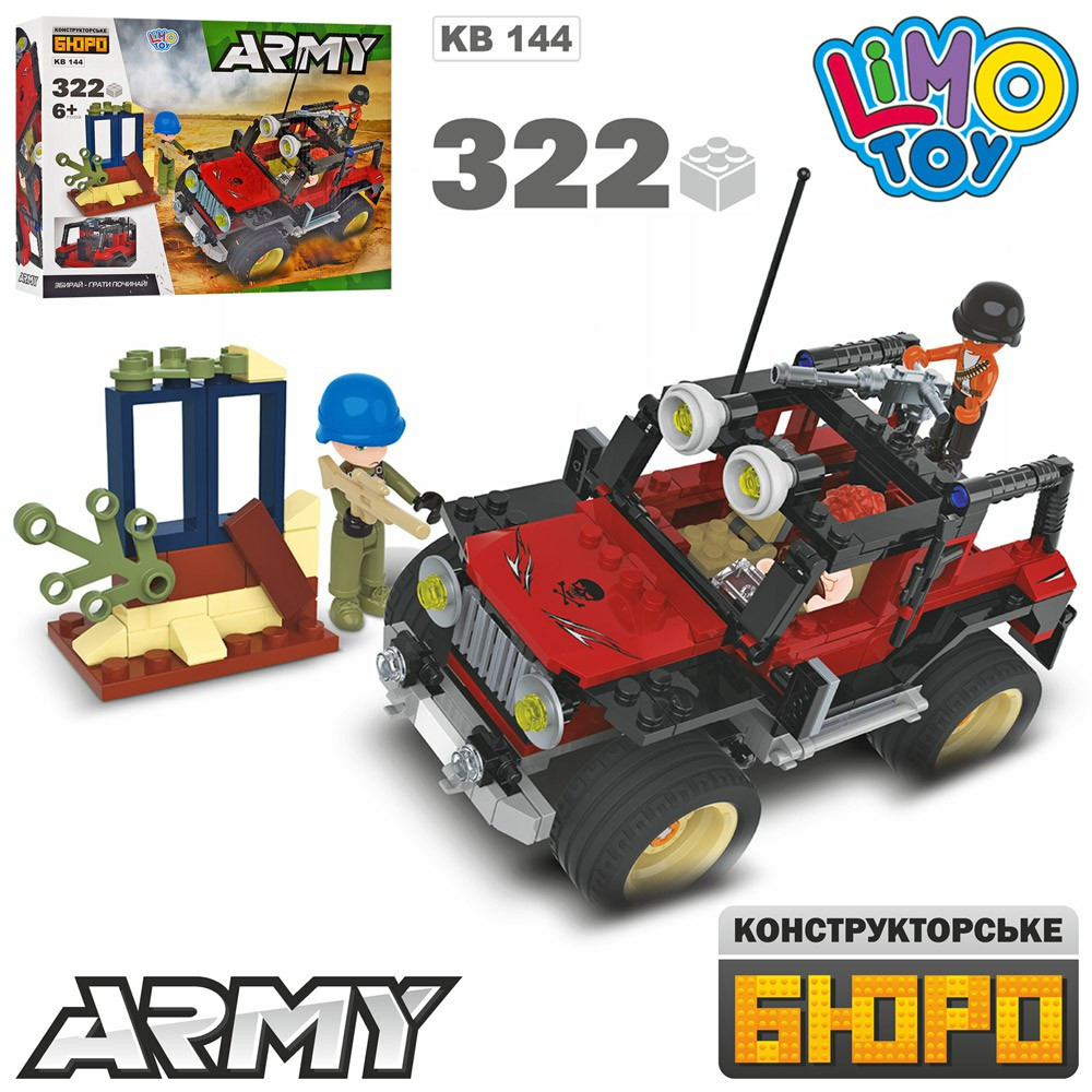 

Конструктор Limo Toy KB 144 военный, джип, фигурки, 322 деталей, 38-29,5-6,5см
