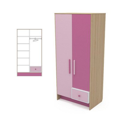 

Шкаф Бриз Кв-02 Зебрано 950х630х2060 розовый+малиновый