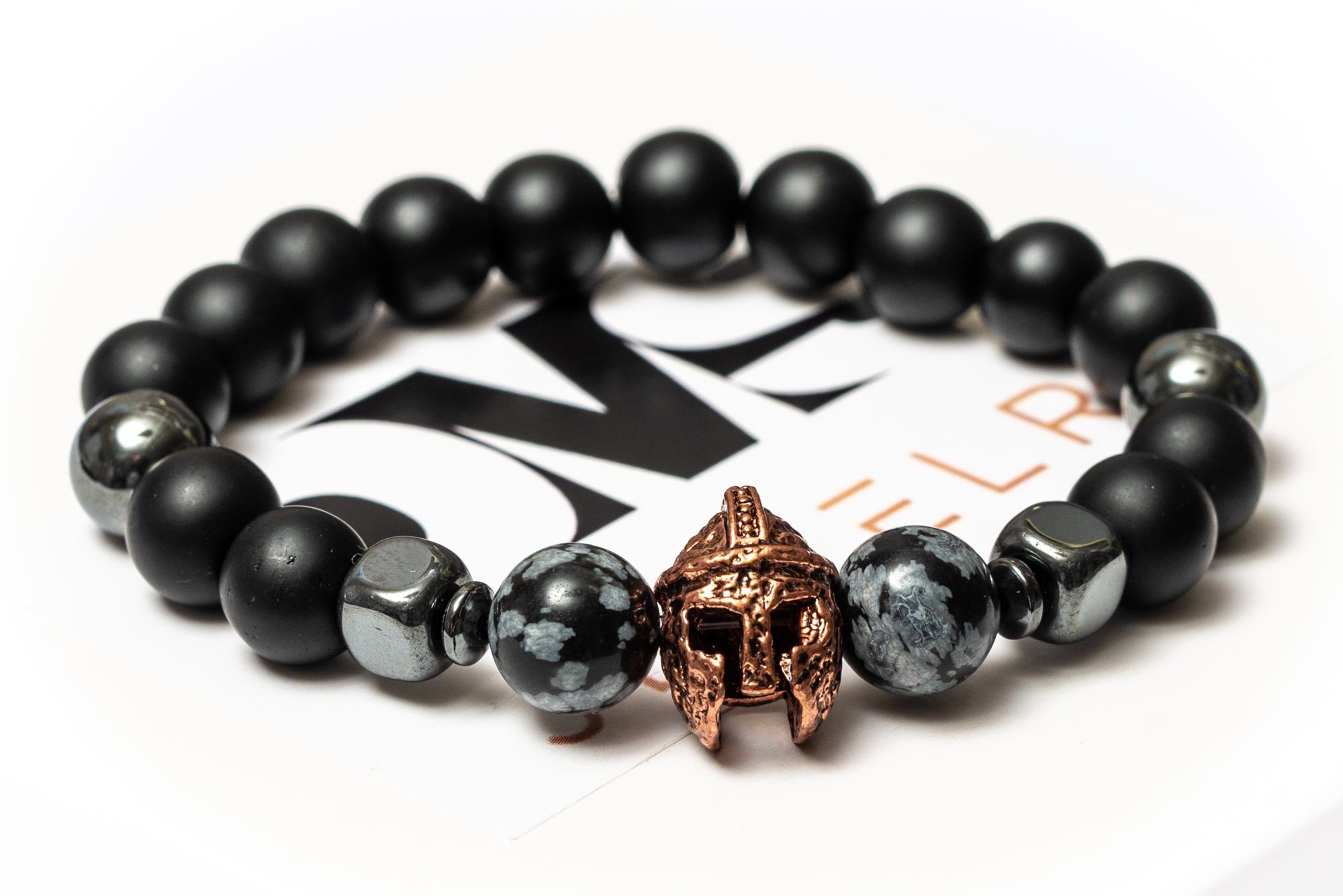 

Браслет мужской DMS Jewelry из шунгита, гематита, обсидиана GRAY KNIGHT