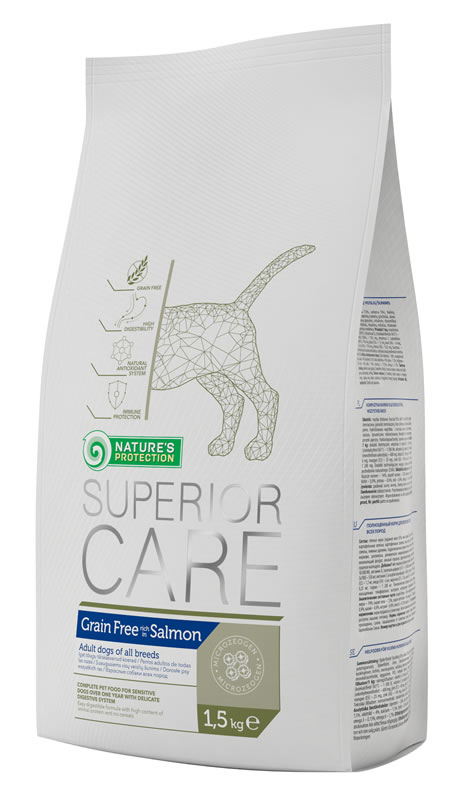 

Сухой корм Nature's Protection Dog Grain Free Salmon для взрослых собак всех пород с чувствительным пищеварением (лосось) 1,5 кг