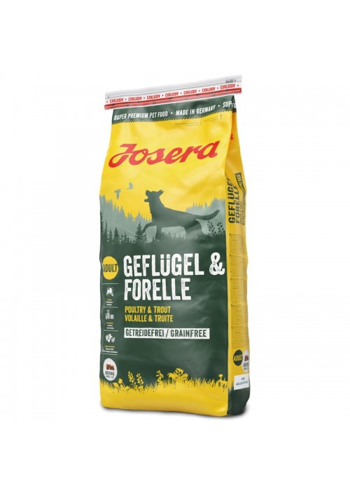

Сухой корм Josera Dog Geflugel Forelle 34/18 беззерновой высокобелковый корм для взрослых собак (птица) 15 кг