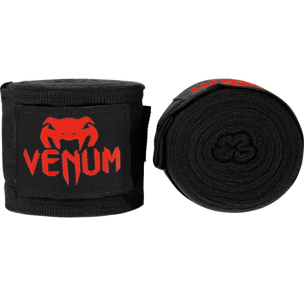 

Бинты боксерские эластичные VENUM Original Kontact 4м Черные с красным