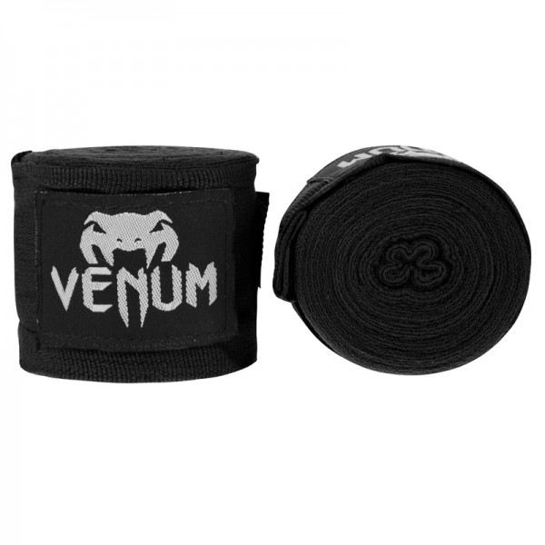 

Бинты боксерские эластичные VENUM Original Kontact 4м Черные с белым
