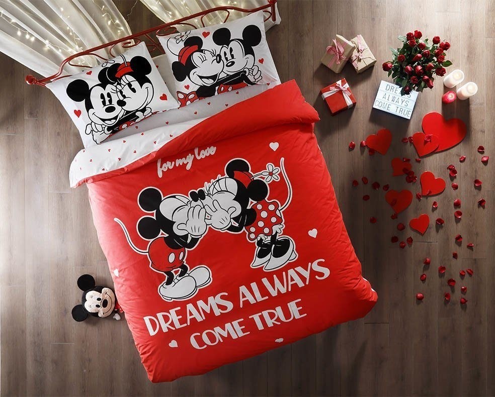 

Двуспальный евро комплект TAC M&M Dreams Glow Ранфорс / простынь на резинке