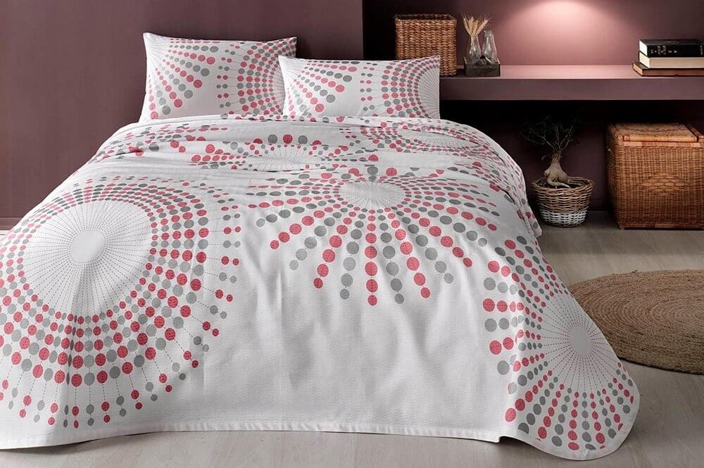 

Летний набор с пике TAC Moon Pink евро: простынь на резинке цвет белый с абстрактным рисунком