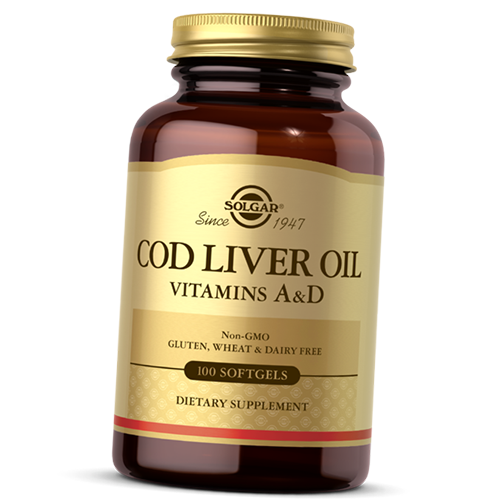 

Масло печени трески, Витамины А и Д, Cod Liver Oil, Solgar 100гелкапс (67313001)