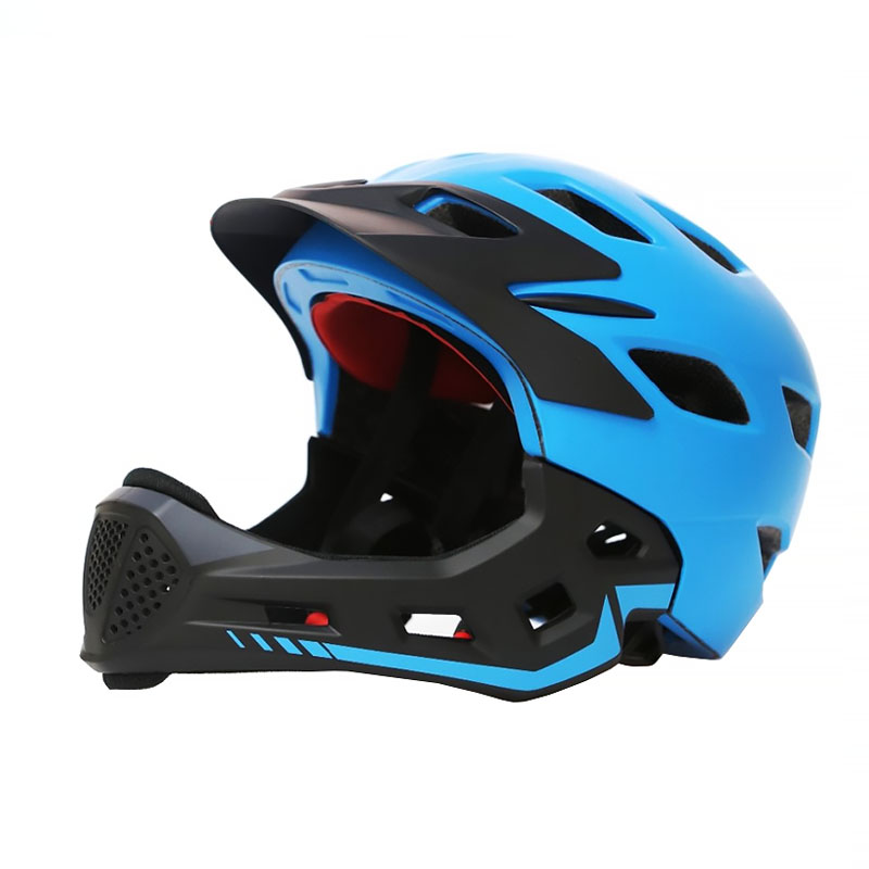 

Велосипедный шлем с подбородком Helmet KⅩ109 Black + Blue защитный велошлем М (52-56)
