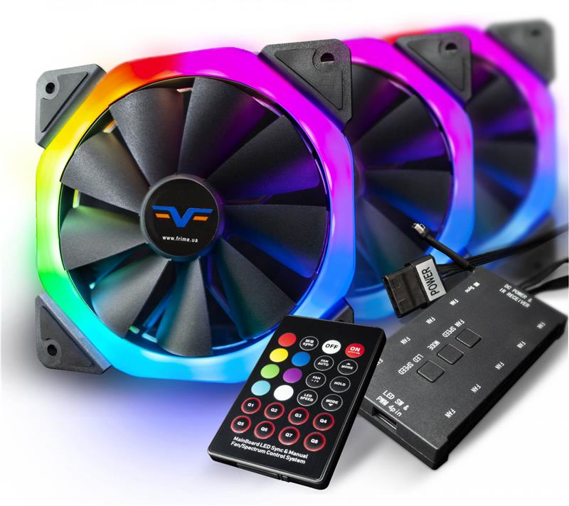 

Набор RGB-вентиляторов + Fun hub + ДУ Frime Iris Galaxy KIT (Double Ring); 3 шт 120х120х25мм
