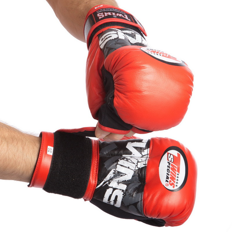 

Перчатки гибридные для единоборств MMA TWINS REP Кожаные Красные (СПО TWINS-MMA-Replica) 8 унций