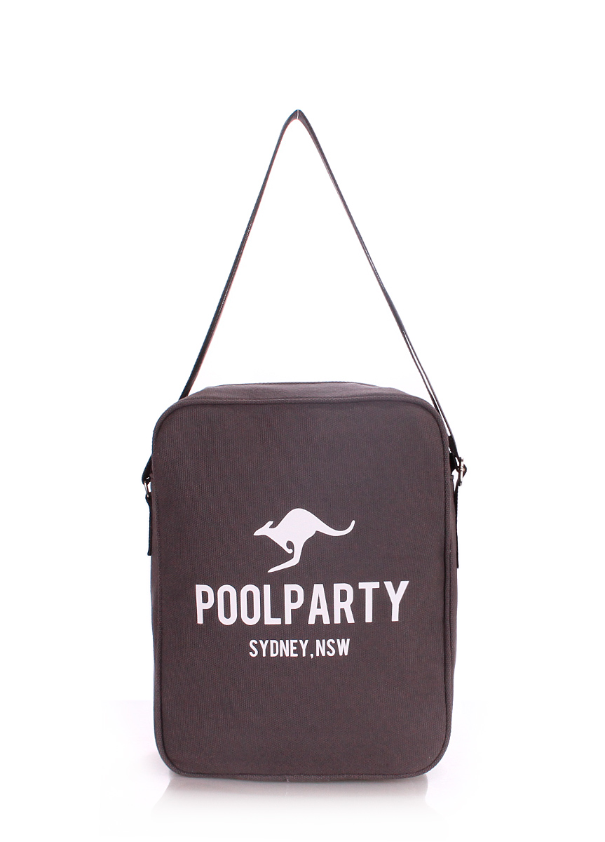 

Сумка POOLPARTY с ремнем на плечо серая с логотипом