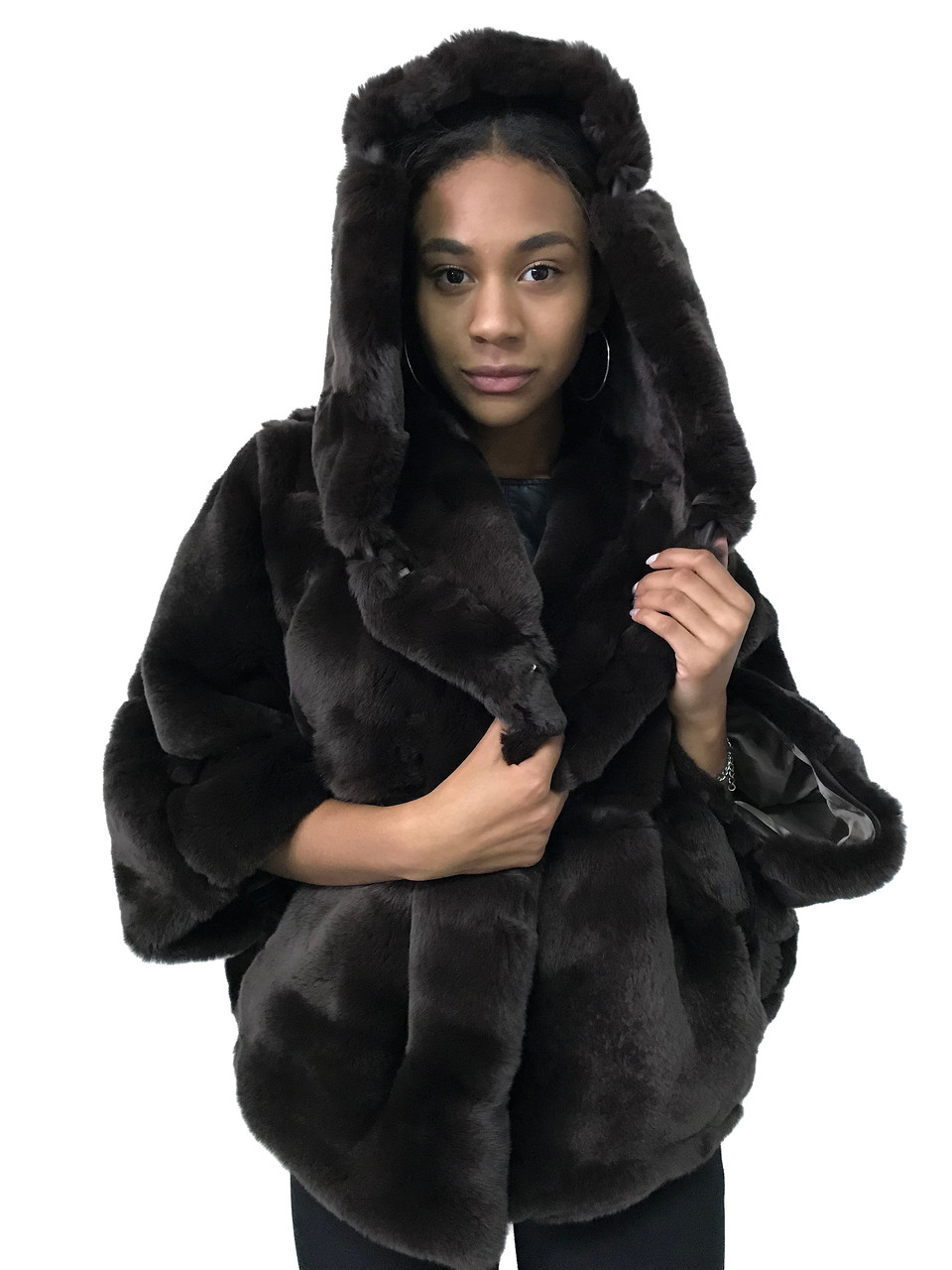 

Шуба с капюшоном RizhikOva Brown 46 RO-1586