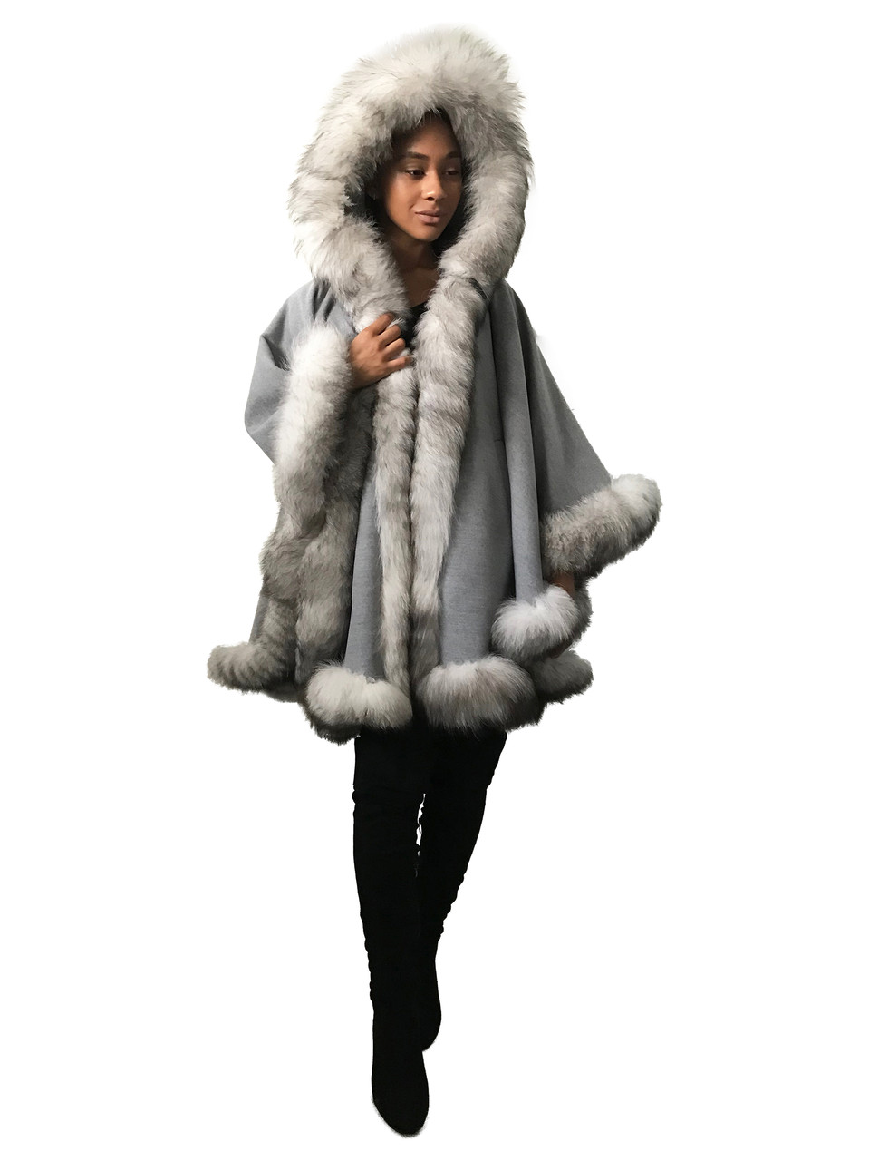 

Пончо Кейп Пальто с капюшоном RizhikOva 85 см Gray One size RO-1723