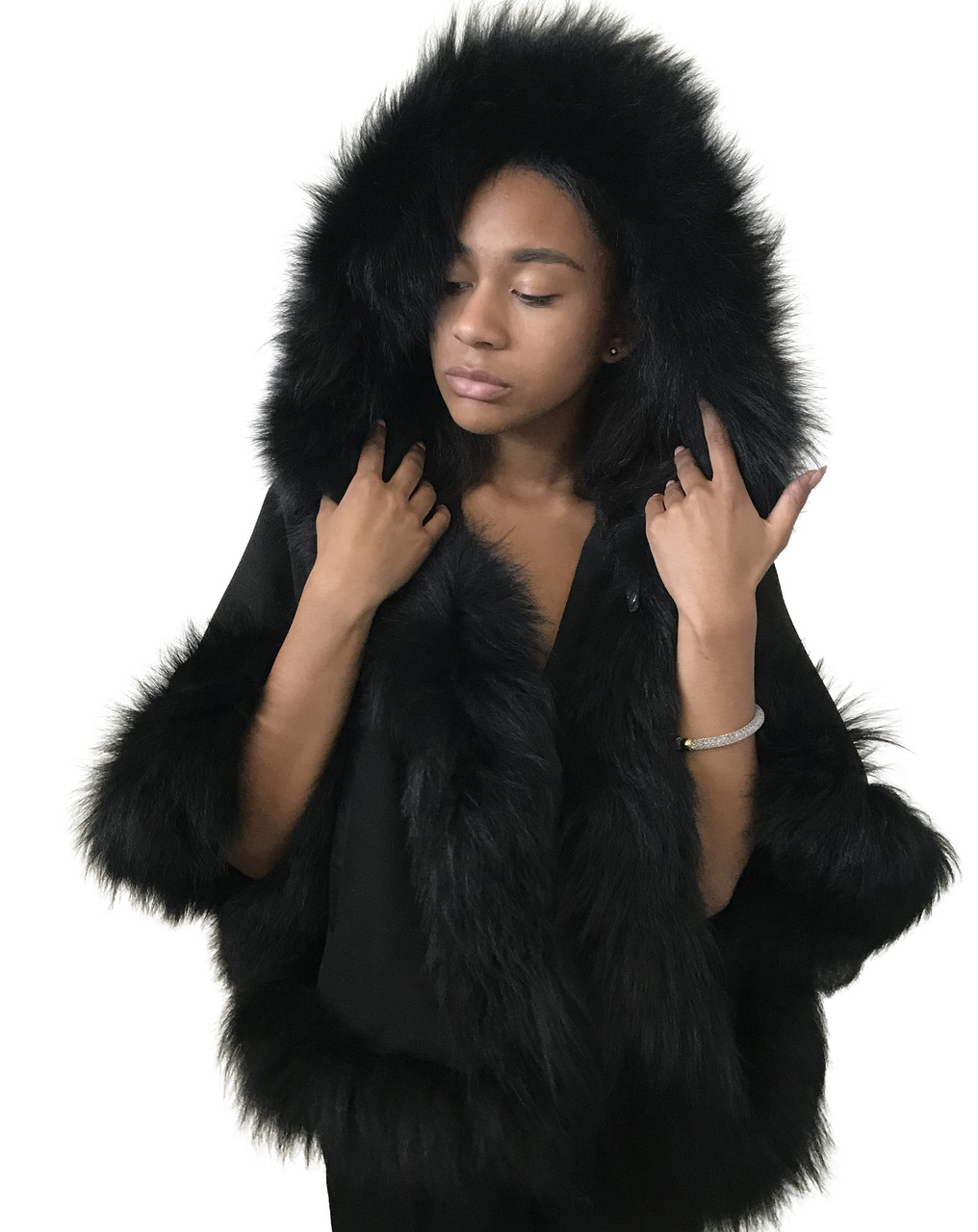 

Пончо Кейп Пальто с капюшоном RizhikOva 45 см Black One size RO-1453