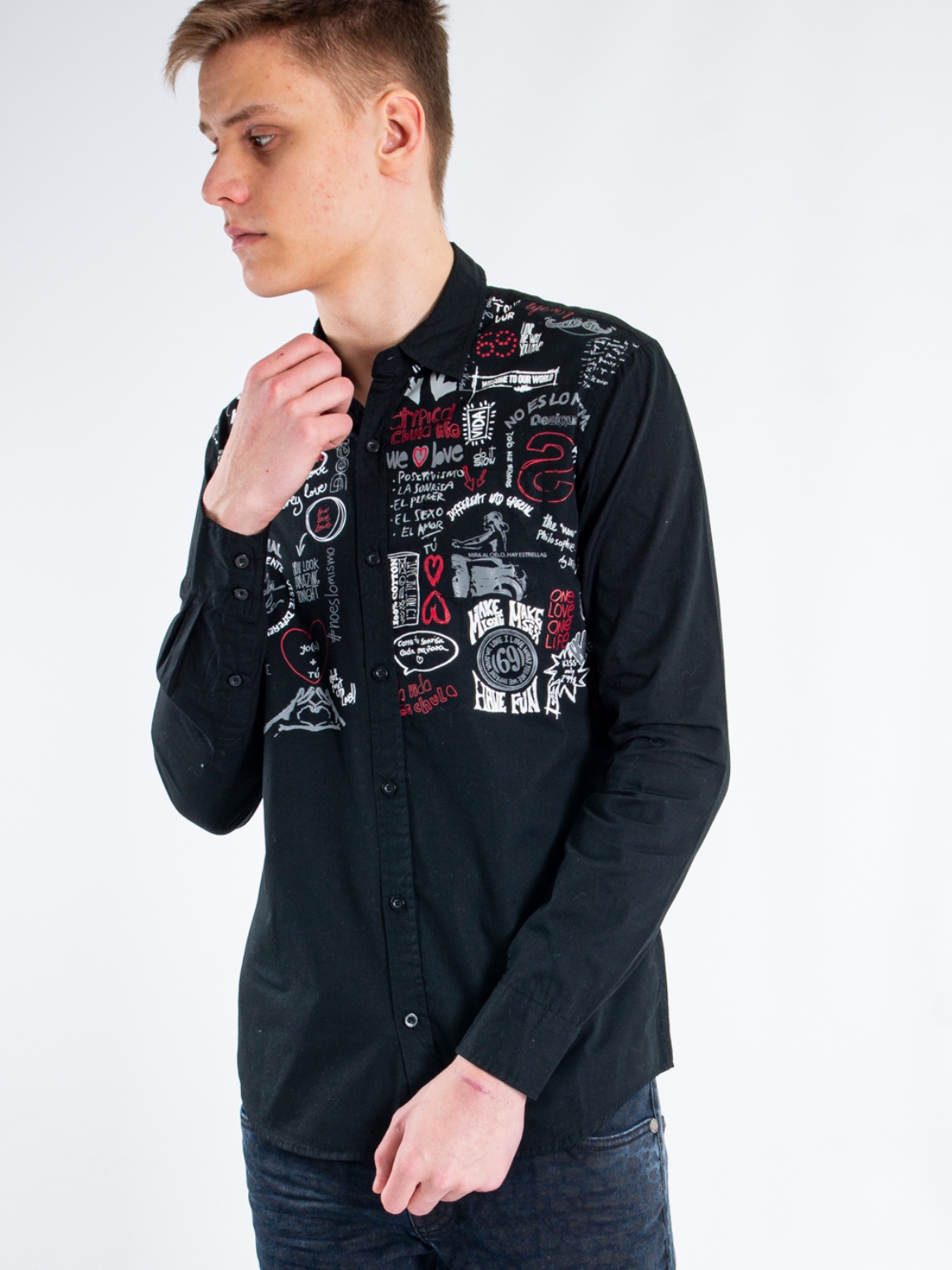 

Рубашка с надписями Desigual 39c1204 S Черный