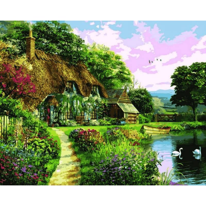 

Картина по номерам Q2206 Домик на закате, 40x50 см., Mariposa