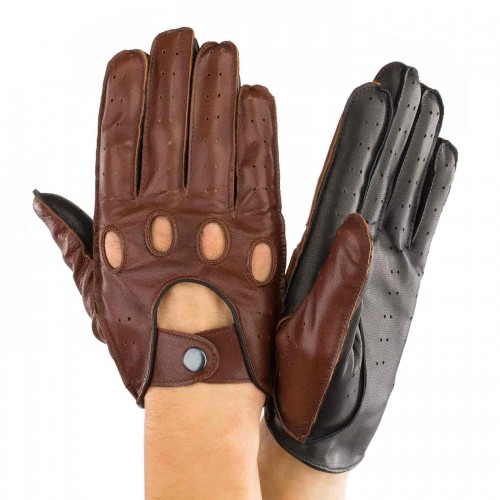

Перчатки мужские автомобильные GlovesUA мод.275 р.10.5 коньяк / черный