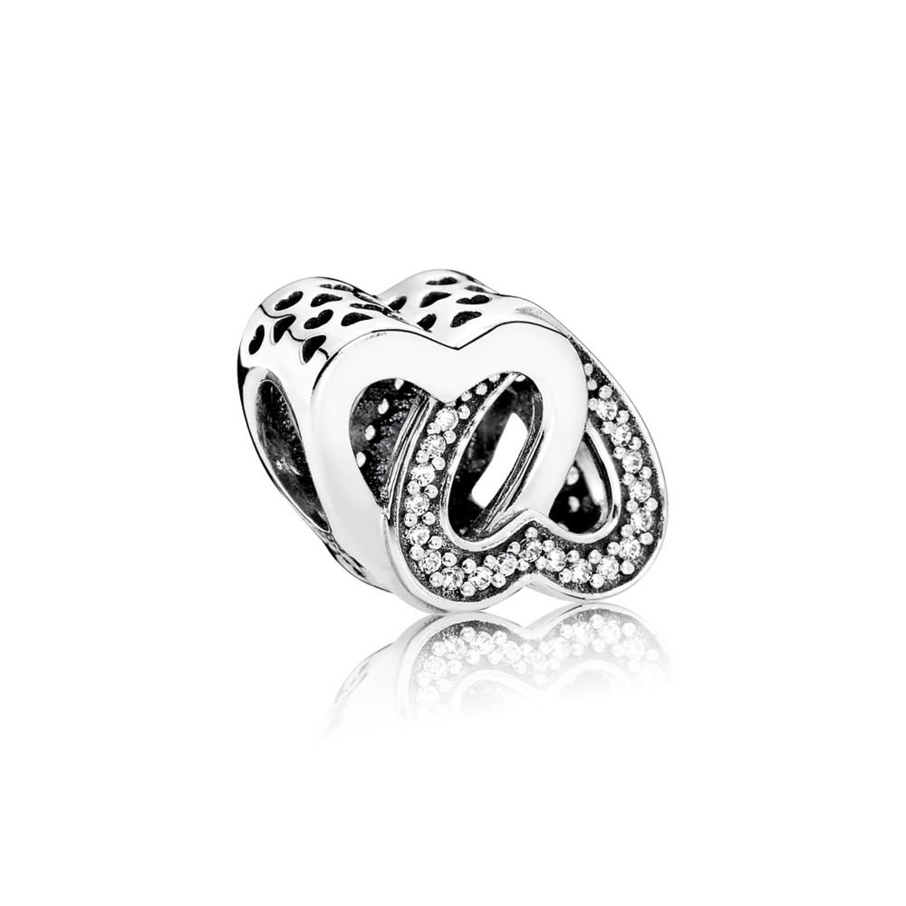 

Подвеска-шарм Pandora style из серебра Переплетеные сердца 791880CZ
