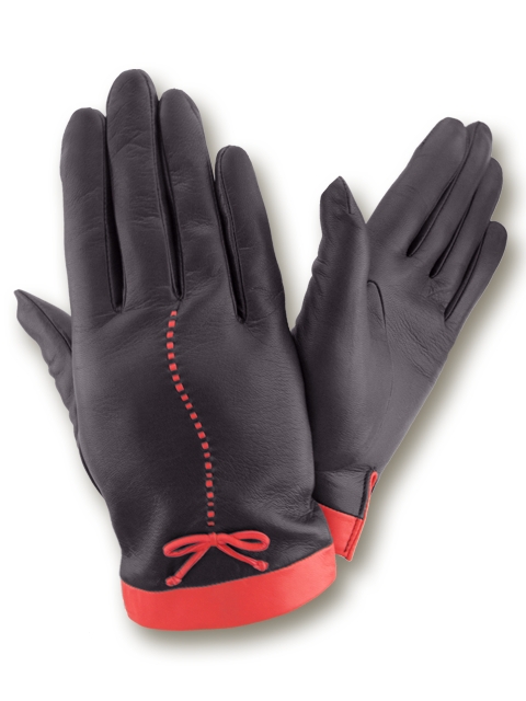 

Перчатки женские GlovesUA Итальянская кожа мод.424 р.7 черные/красные