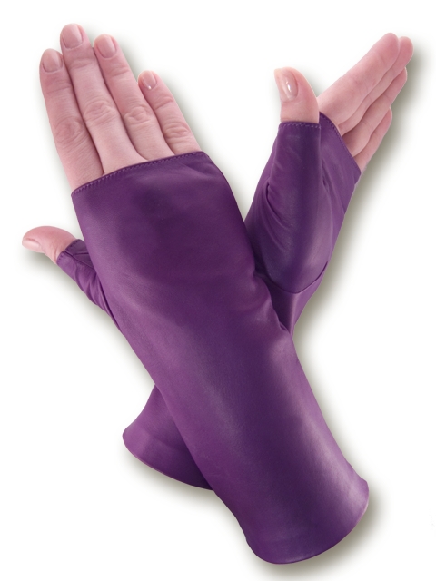 

Перчатки митенки женские GlovesUA Итальянская кожа мод.381 р.8 фиолетовые