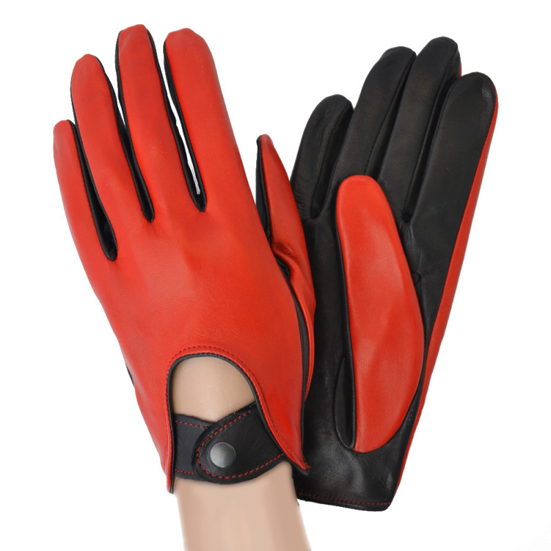 

Перчатки женские автомобильные комбинированные GlovesUA Итальянская кожа мод.275 р.8,5 красный / черный
