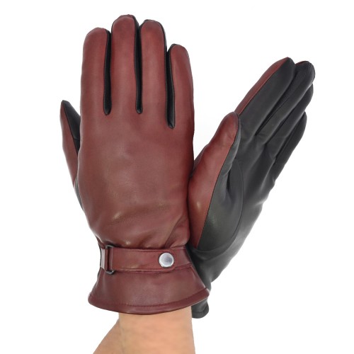 

Перчатки мужские GlovesUA на меху мод.80-463 р.10.5 бордо/черные (овчина)